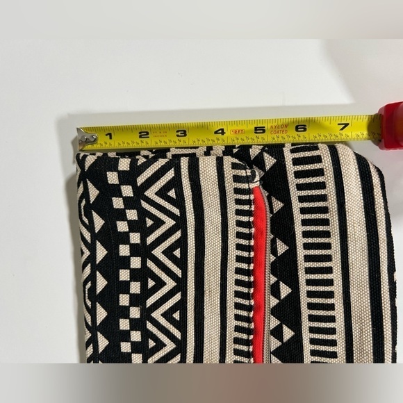 Bergdorf Goodman aztec black cream southwestern boho clutch orange trim Y2K - Picture 9 of 10